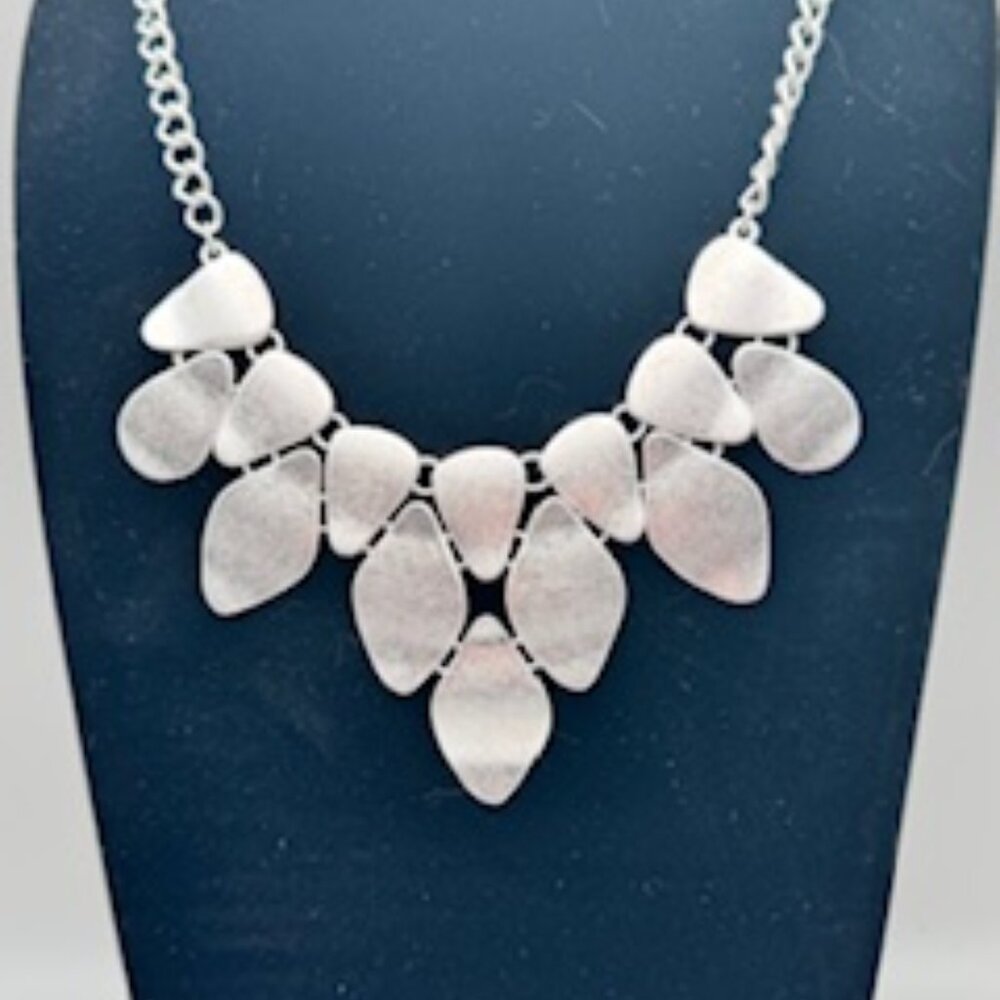 INC Internation Concepts Silver Statement Bib Necklace - Picture 2 of 5